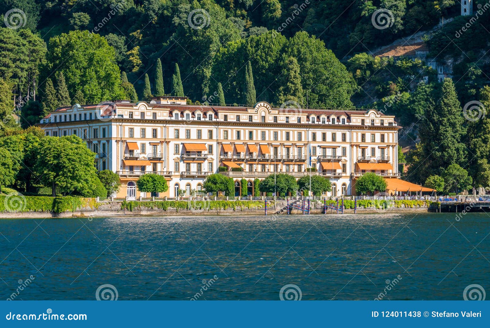villa d`este on a sunny summer day, in cernobbio, on lake como, lombardy, italy.